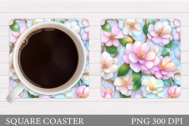Floral Coaster Design. Flowers Coaster Sublimation