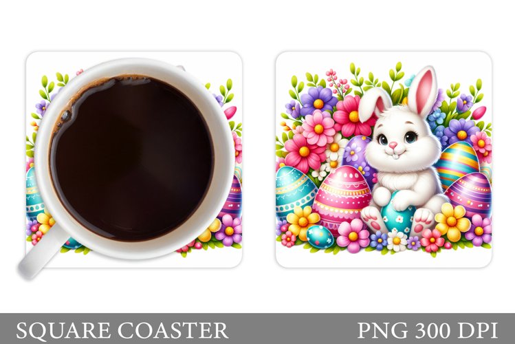 Easter Bunny Coaster Design. Easter Coaster Sublimation example image 1