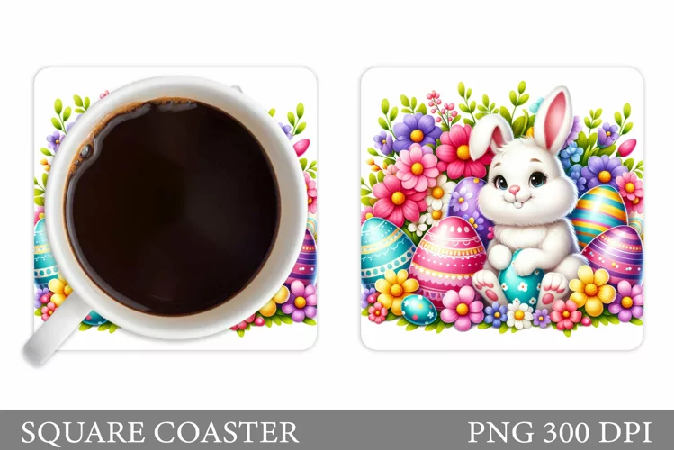 Easter Bunny Coaster Design. Easter Coaster Sublimation