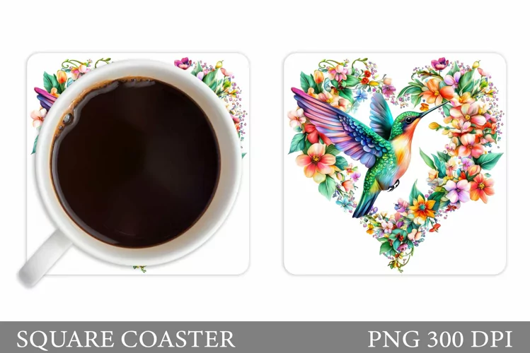 Hummingbird Square Coaster. Hummingbird Coaster Sublimation