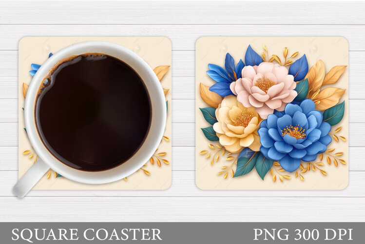 Flowers Round Coaster Sublimation. Flowers Coaster Design example image 1
