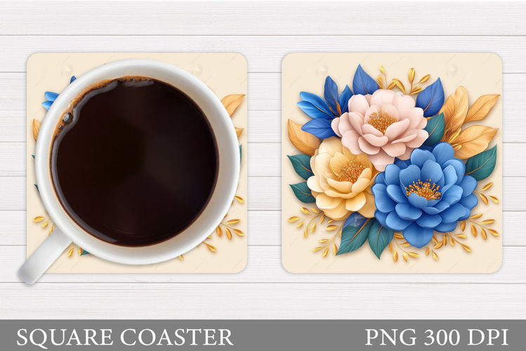 Flowers Round Coaster Sublimation. Flowers Coaster Design
