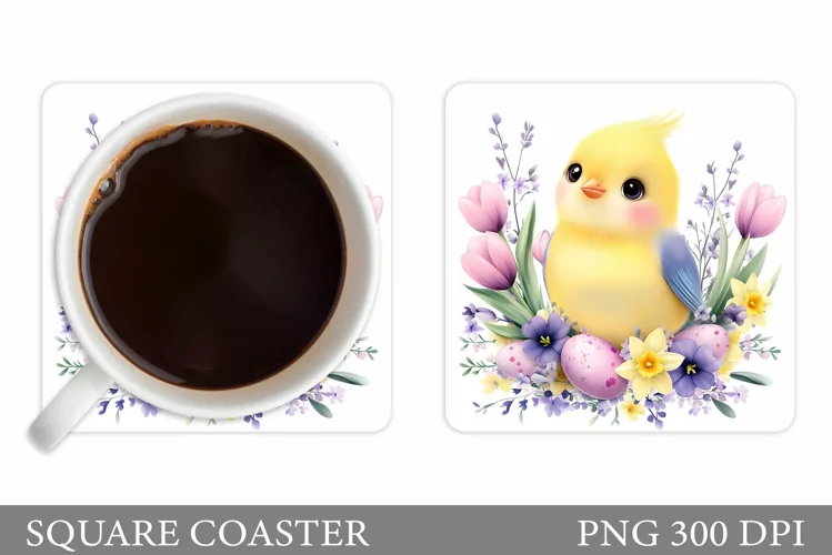 Easter Bird Coaster Design. Easter Coaster Sublimation