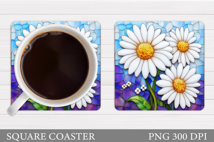 Daisy Flowers Coaster Design. Flowers Sublimation