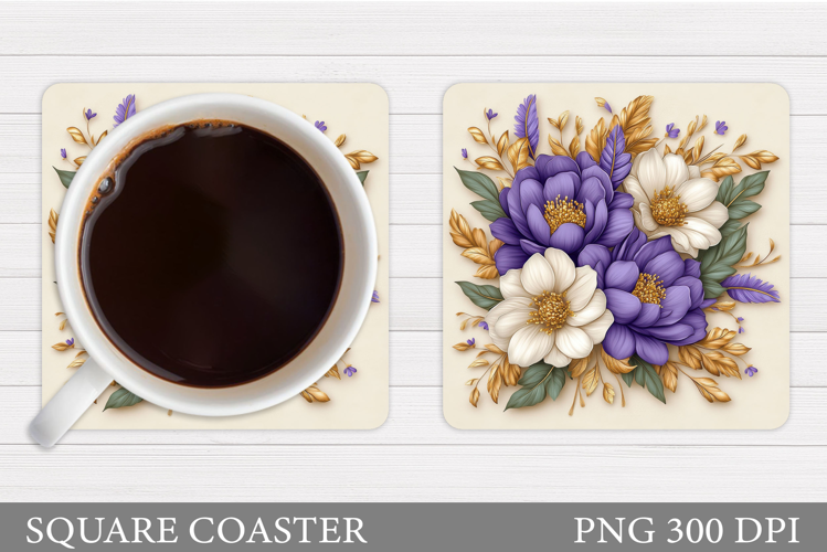 Flowers Coaster Sublimation. Flowers Coaster Design