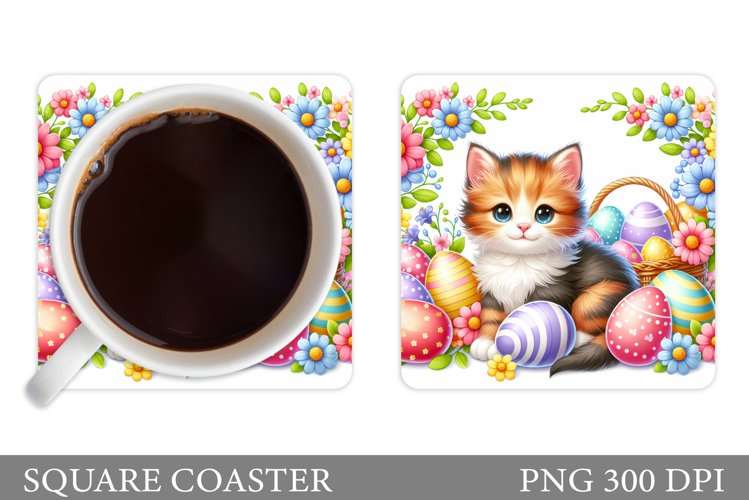 Easter Cat Coaster Design. Easter Coaster Sublimation