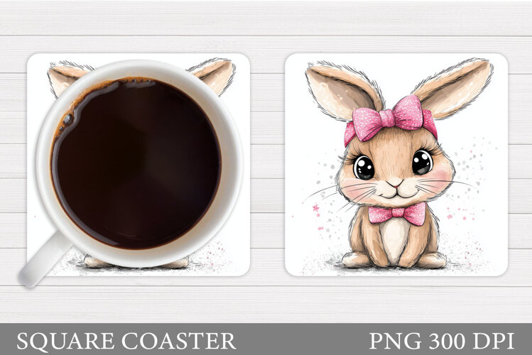 Cute Bunny Coaster Design. Bunny Sublimation example image 1