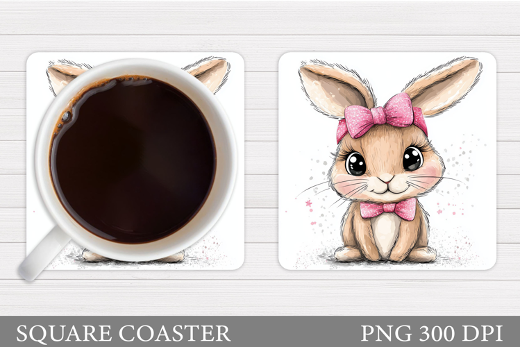 Cute Bunny Coaster Design. Bunny Sublimation