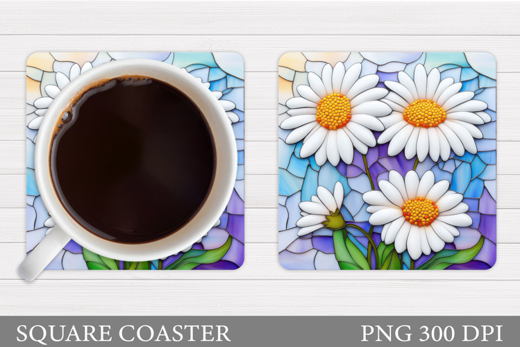 Daisy Flowers Coaster Design. Flowers Sublimation