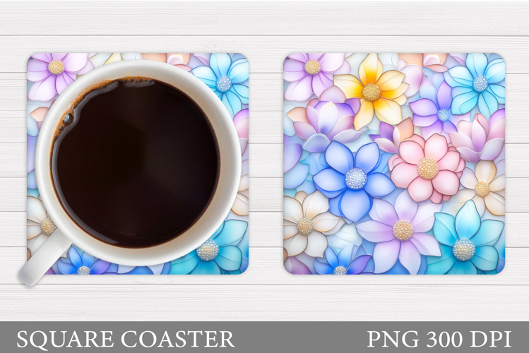 Flowers Coaster Sublimation. Floral Coaster Design