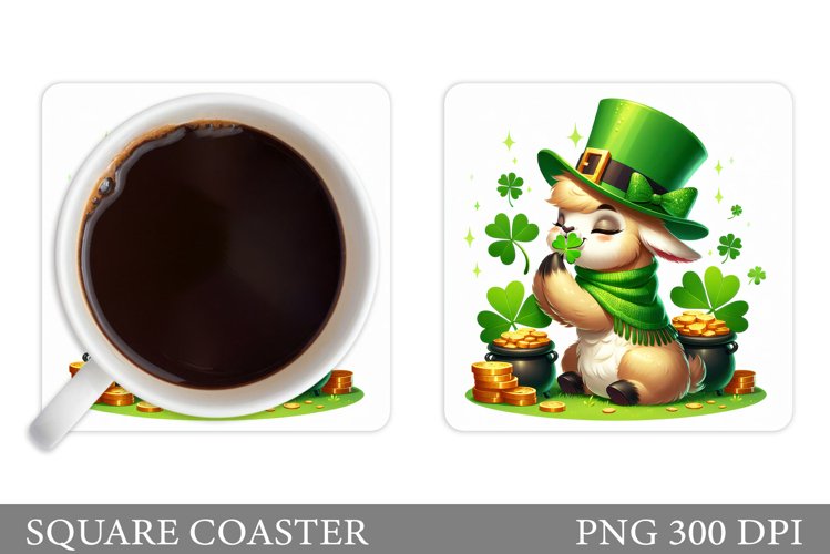 St Patrick Lama Coaster. St Patrick Coaster Sublimation