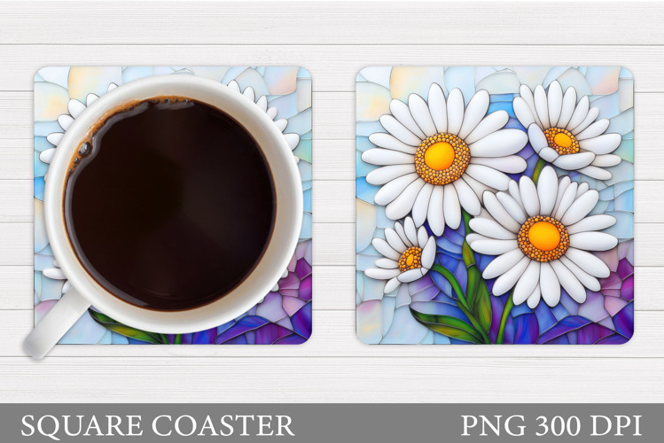 Daisy Flowers Coaster Design. Flowers Sublimation