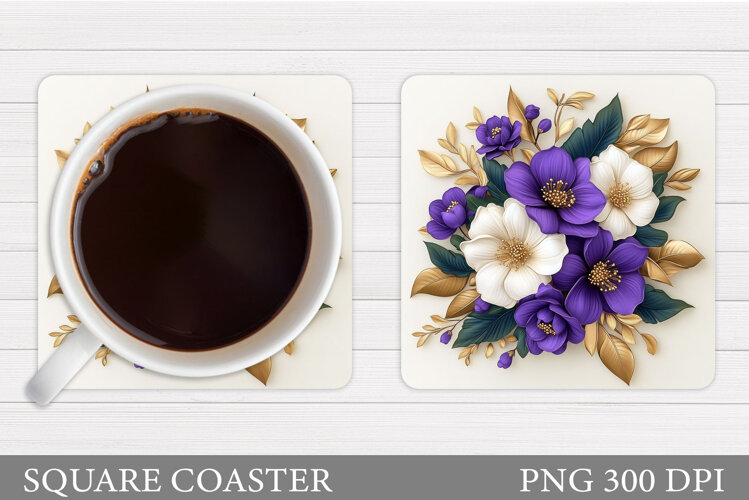 Floral Coaster Design. Flowers Coaster Sublimation example image 1