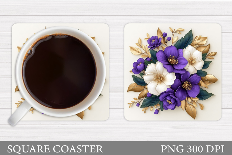 Floral Coaster Design. Flowers Coaster Sublimation