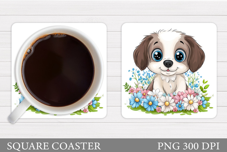 Cute Dog Coaster Sublimation. Cute Dog Sublimation