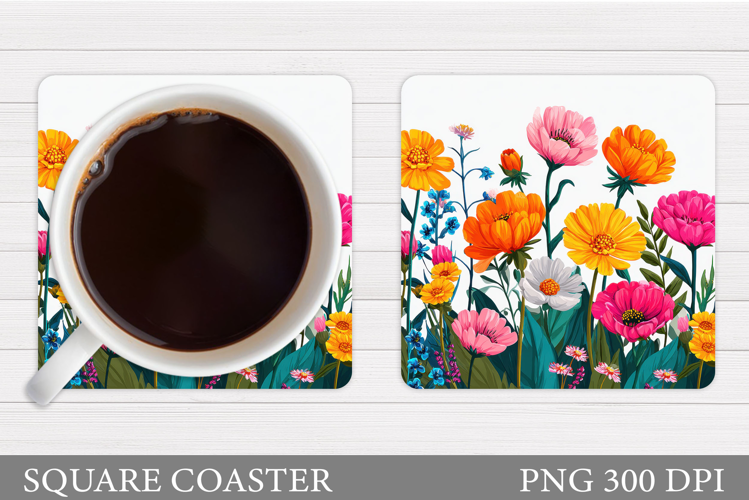 Wildflowers Coaster Design. Floral Coaster Sublimation