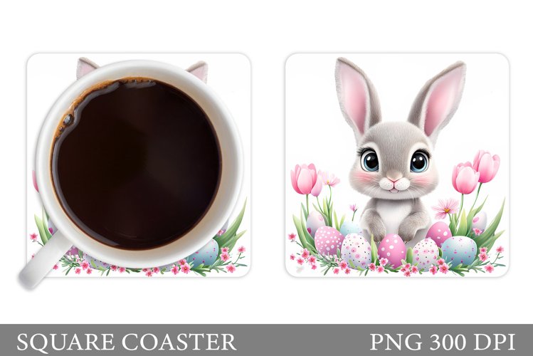 Easter Bunny Coaster Design. Easter Coaster Sublimation example image 1