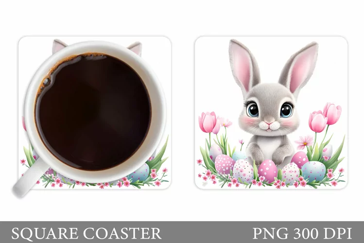 Easter Bunny Coaster Design. Easter Coaster Sublimation
