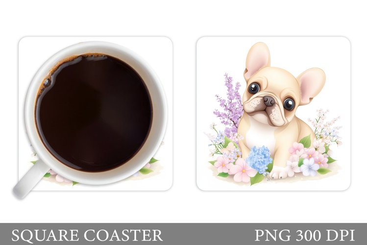 Cute Dog Coaster Sublimation. Cute Dog Sublimation example image 1