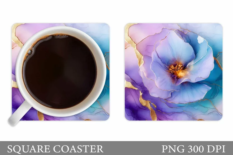 Floral Coaster Design. Flowers Coaster Sublimation