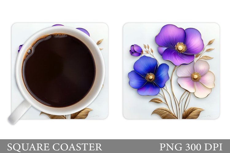 Floral Coaster Design. Flowers Coaster Sublimation
