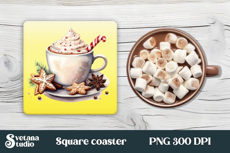 Hot coffee square coaster sublimation | Christmas coaster