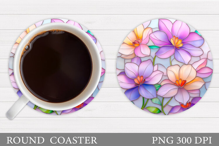 Flowers Coaster Sublimation. Flowers Coaster Design example image 1