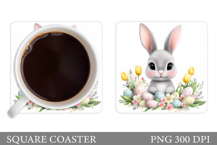 Easter Bunny Coaster Design. Easter Coaster Sublimation example image 1