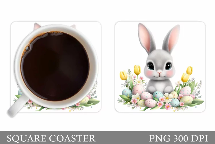 Easter Bunny Coaster Design. Easter Coaster Sublimation
