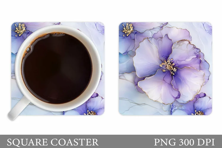 Flowers Coaster Sublimation. Floral Coaster Design