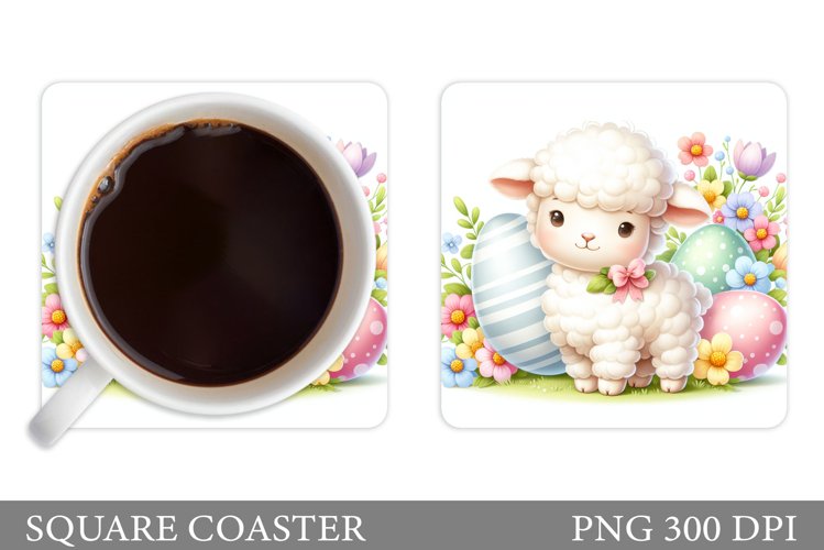 Easter Lamb Coaster Design. Cute Lamb Easter Coaster