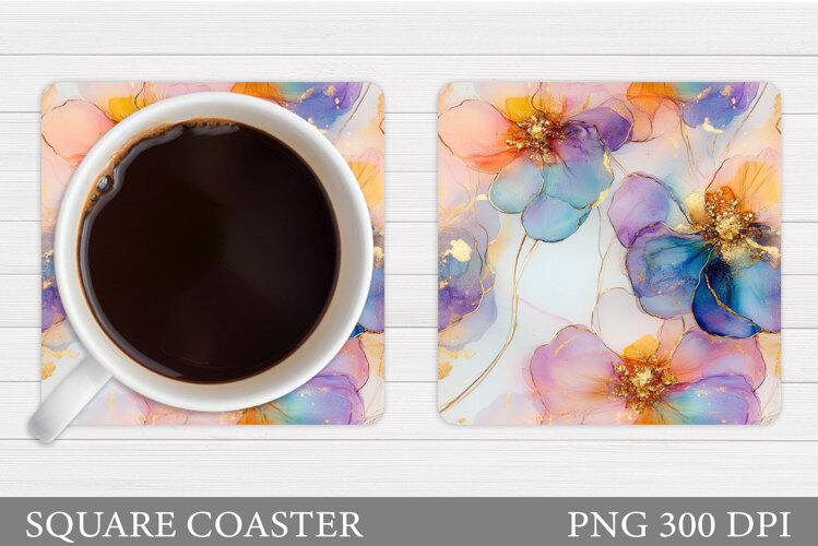 Flowers Coaster Sublimation. Floral Coaster Design example image 1