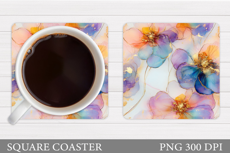 Flowers Coaster Sublimation. Floral Coaster Design