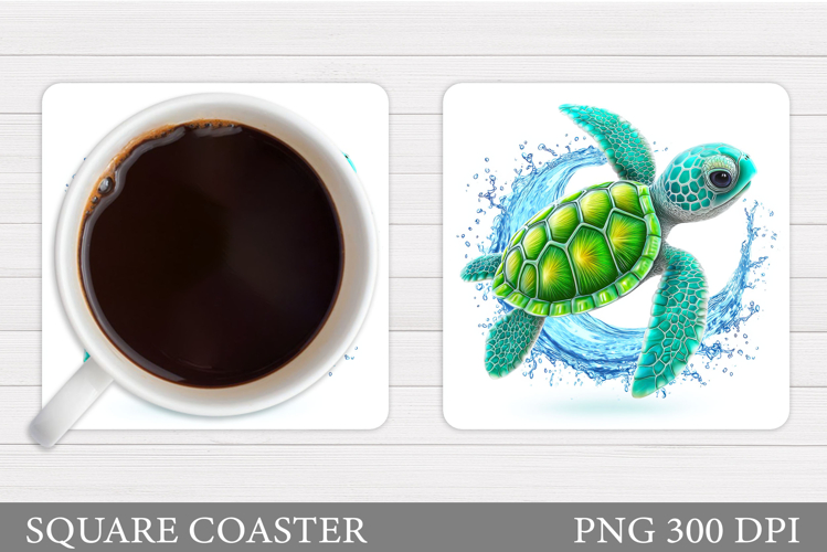 Sea Turtle Coaster Design. Turtle Coaster Sublimation example image 1