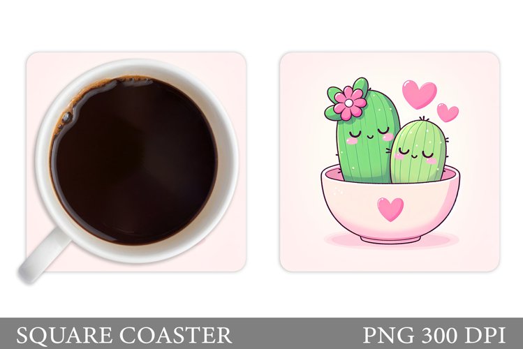 Valentines Cactus Coaster. Valentines Coaster Sublimation