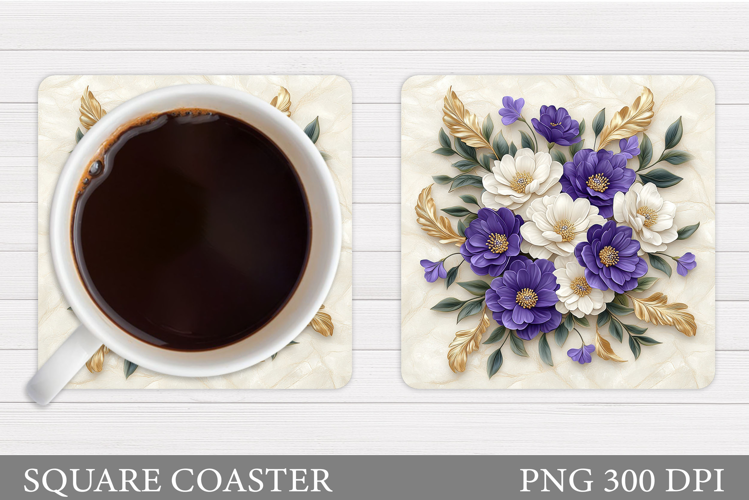 Floral Coaster Design. Flowers Coaster Sublimation