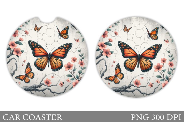 Butterfly Car Coaster Design. Butterfly Sublimation example image 1