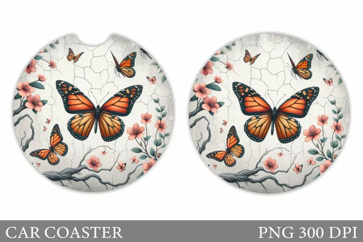 Butterfly Car Coaster Design. Butterfly Sublimation
