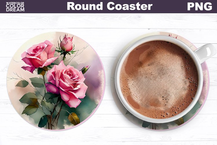 Flowers Coaster | Floral Car Coaster | Roses Coaster example image 1
