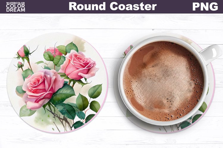 Flowers Coaster | Floral Car Coaster | Roses Coaster example image 1