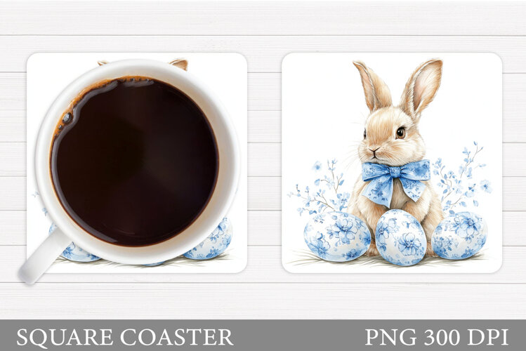 Easter Bunny Coaster Design. Easter Coaster Sublimation example image 1