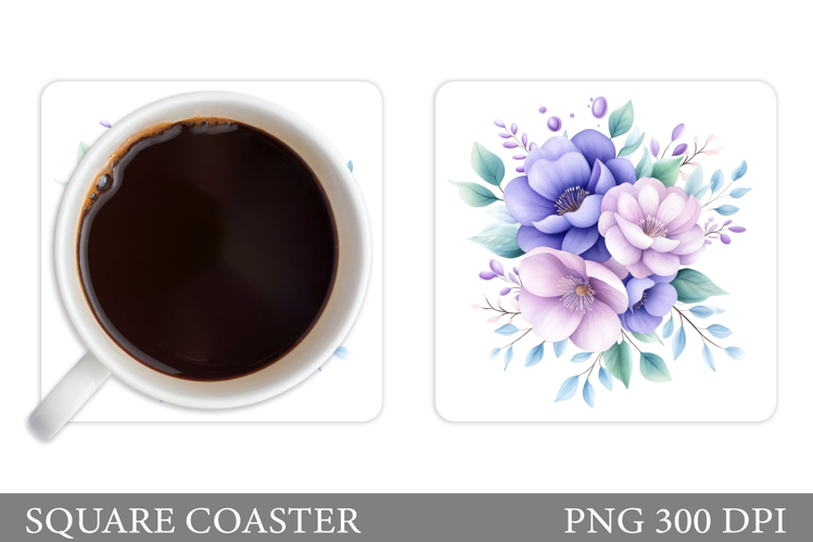 Flowers Coaster Design. Floral Sublimation