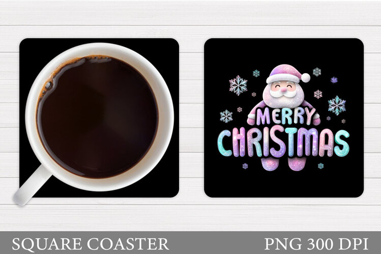Merry Christmas Coaster. Christmas Coaster Sublimation example image 1