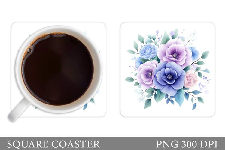 Flowers Coaster Design. Floral Sublimation