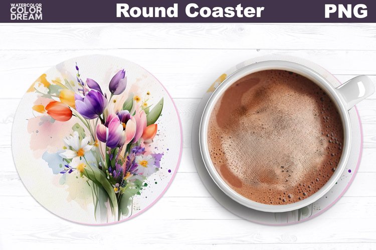Spring Flowers Coaster | Wildflowers Car Coaster example image 1