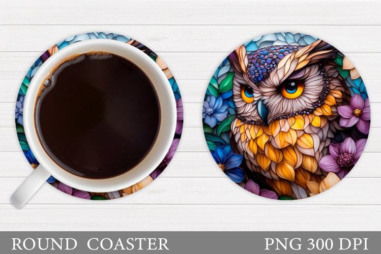 Owl Coaster Design. Owl Flowers Coaster Sublimation