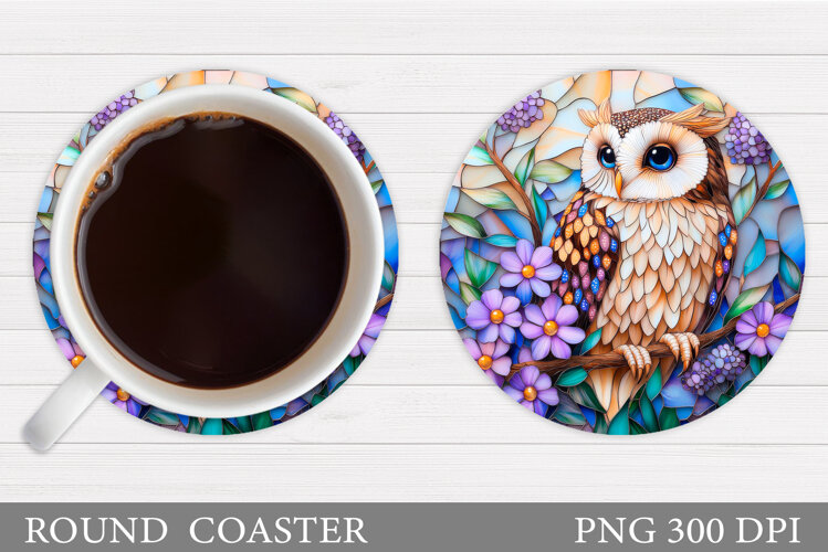 Owl Coaster Design. Owl Flowers Coaster Sublimation example image 1