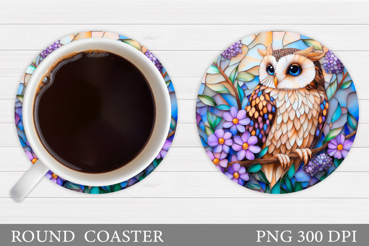 Owl Coaster Design. Owl Flowers Coaster Sublimation