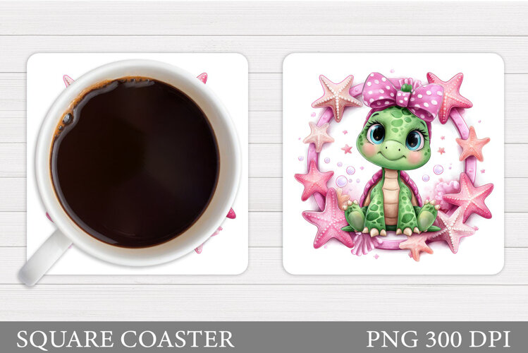 Sea Turtle Coaster Design. Turtle Coaster Sublimation example image 1