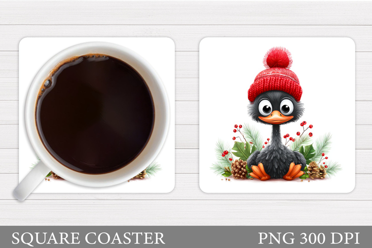 Christmas Ostrich Coaster. Christmas Coaster Sublimation